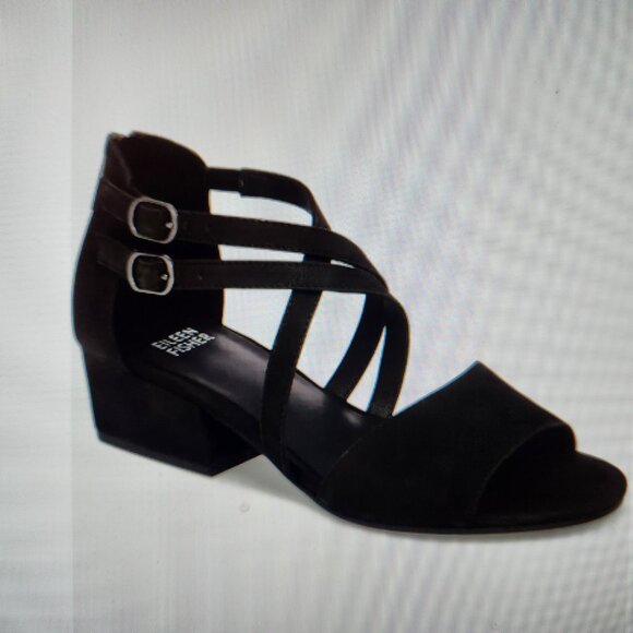 Eileen Fisher Black Leather "Kyra" Block Heeled Sandals. NIB. Size: various - Picture 1 of 15